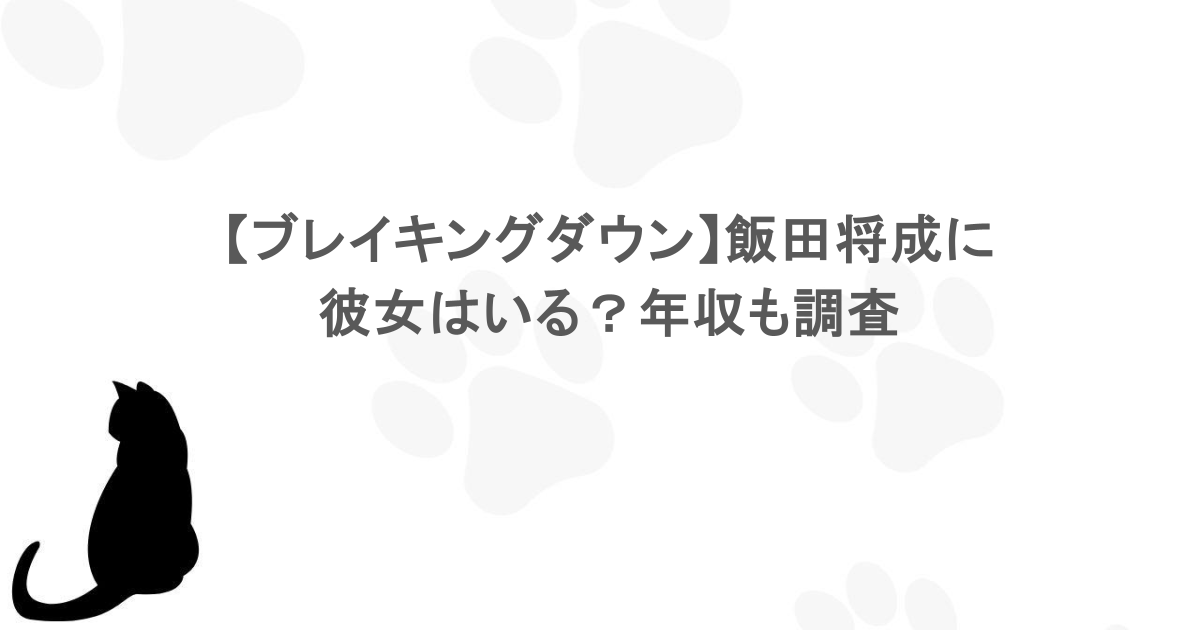 【ブレイキングダウン】飯田将成に彼女はいる?年収も調査
