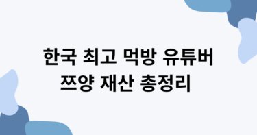 한국 최고 먹방 유튜버 쯔양 재산 총정리 